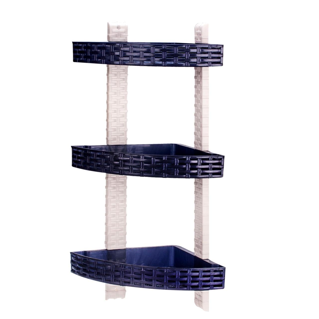 Полка угловая 3-ярусная R-Plastic Ротанг для ванной комнаты (12300/violet)