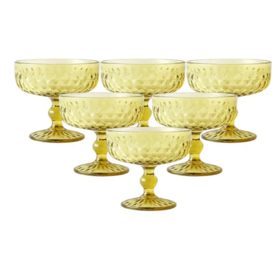 Набір креманок на ніжці із товстого скла 6 штук по 300 мл Зелений