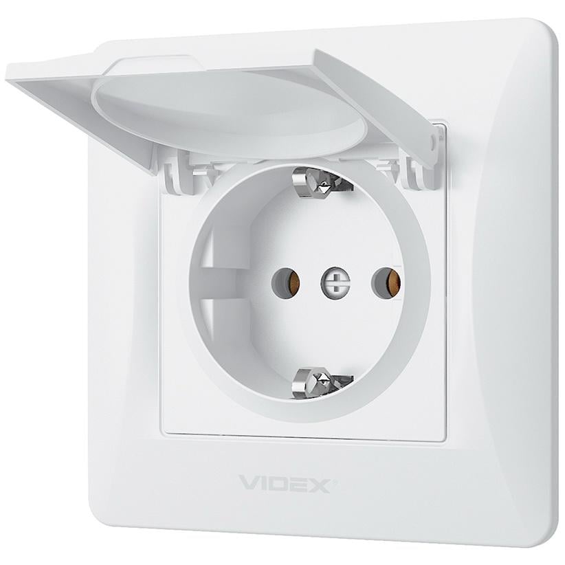Одинарна розетка з кришкою Videx Binera VF-BNSK1GС-W Білий