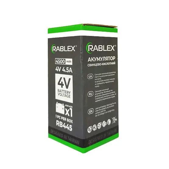Акумулятор для інструментів Rablex RB445 AGM 4500 мАh 4V 4,5A (2254634311) Акумулятор для інструментів Rablex RB445 AGM 4500 мАh 4V 4,5A (2254634311)
