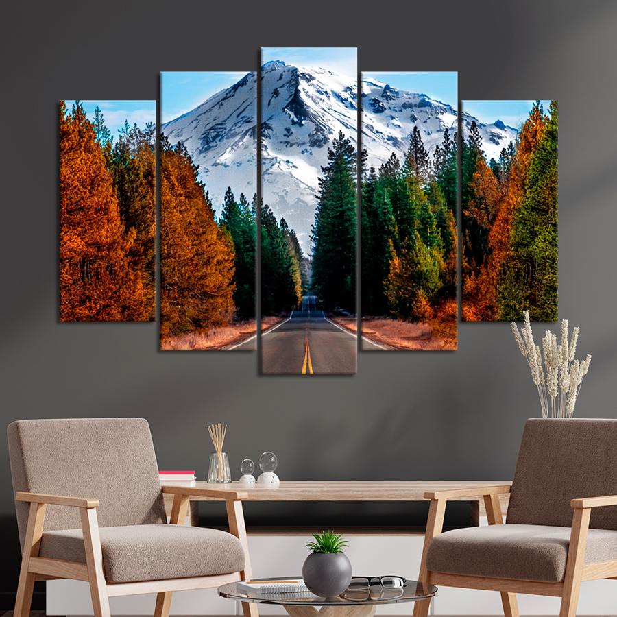 Картина природа Дорога среди деревьев к горам 137x85 см (A1147-5)