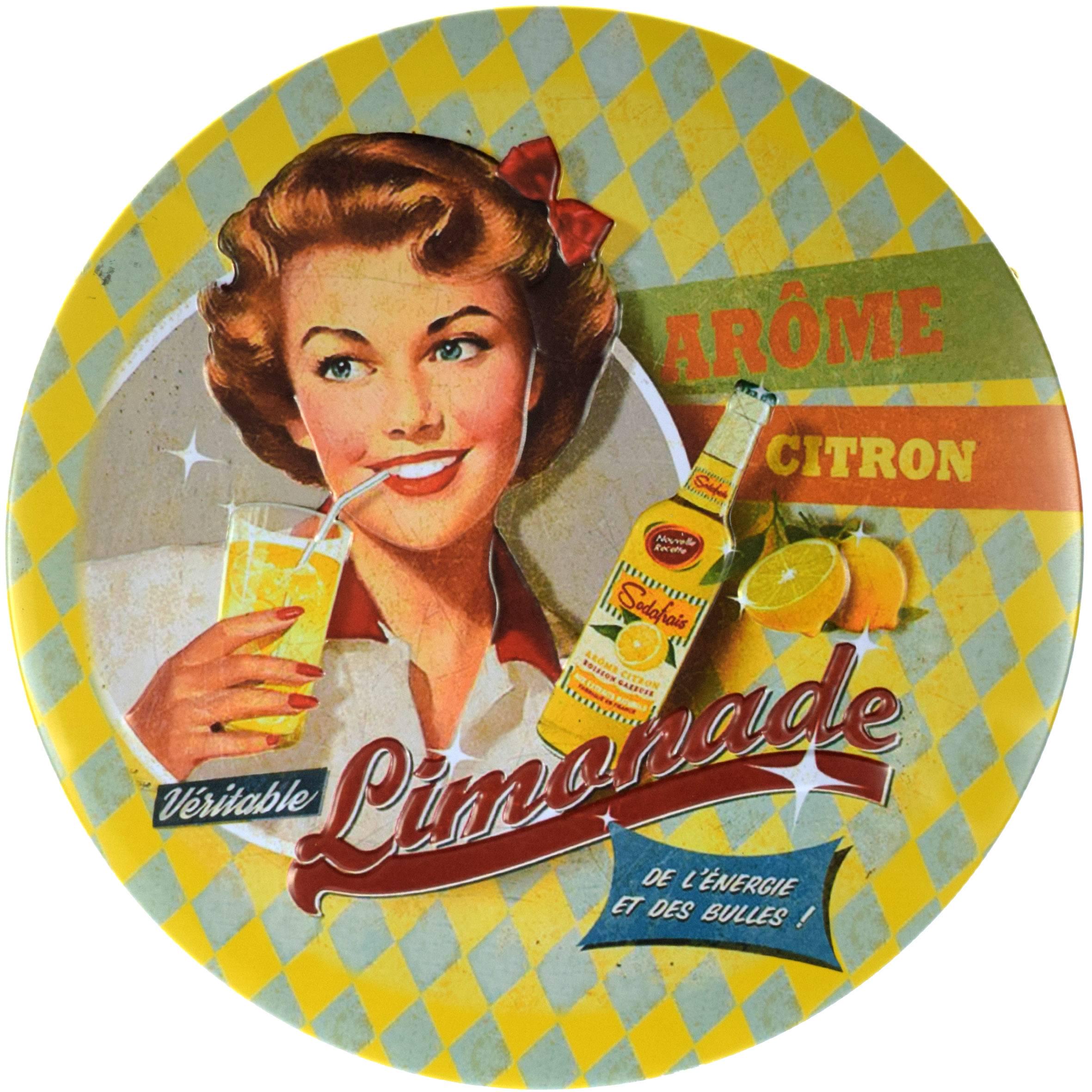 Табличка металлическая Лимонад/Lemonade Pin Up круглая 30 см