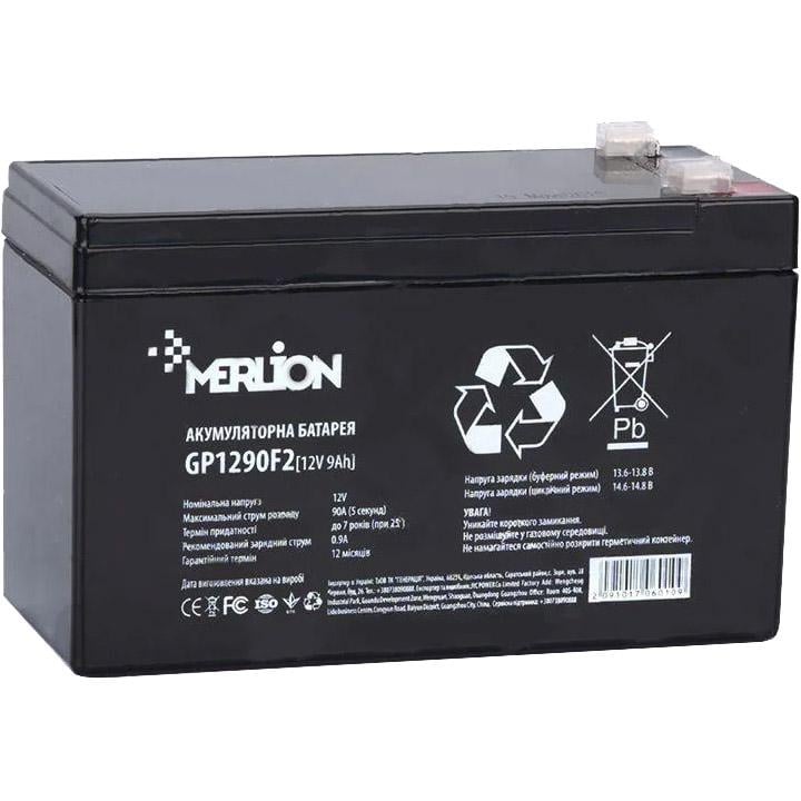 Батарея акумуляторна Merlion AGM GP1290F2 Black 12 V 9 Ah