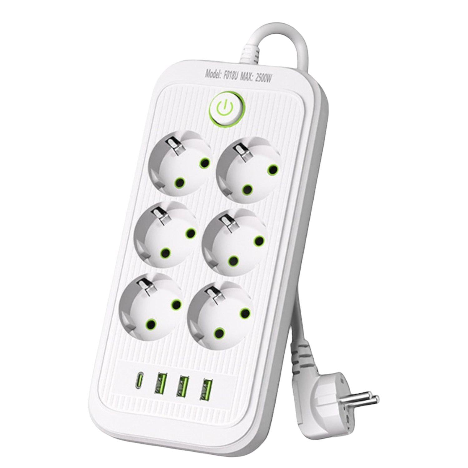 Удлинитель сетевой 1222-1-Бел/VEN 6 розеток/USB-A/C 3 м 2500W Белый (34521798)