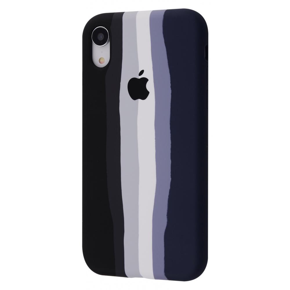 Чохол із м'якою підкладкою PRC Rainbow Silicone Case iPhone Xr black/dark blue Чорний Синій