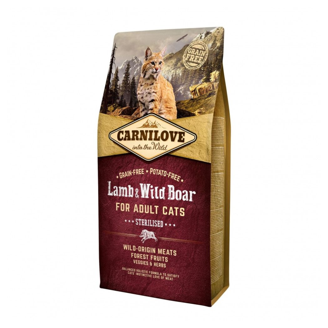 Корм сухий Carnilove Cat Sterilised для стерилізованих котів з ягнятиною та диким кабаном 6 кг