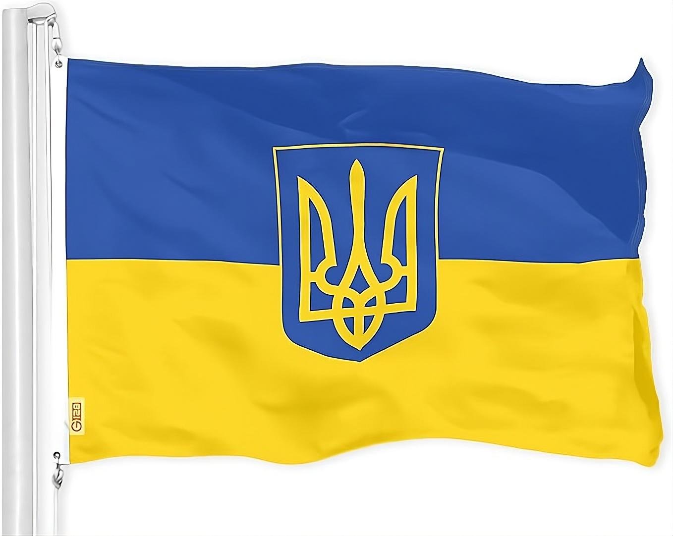 Флаг Украины с гербом Kayfovo K140-90-1 140х90 см ручной (28605)