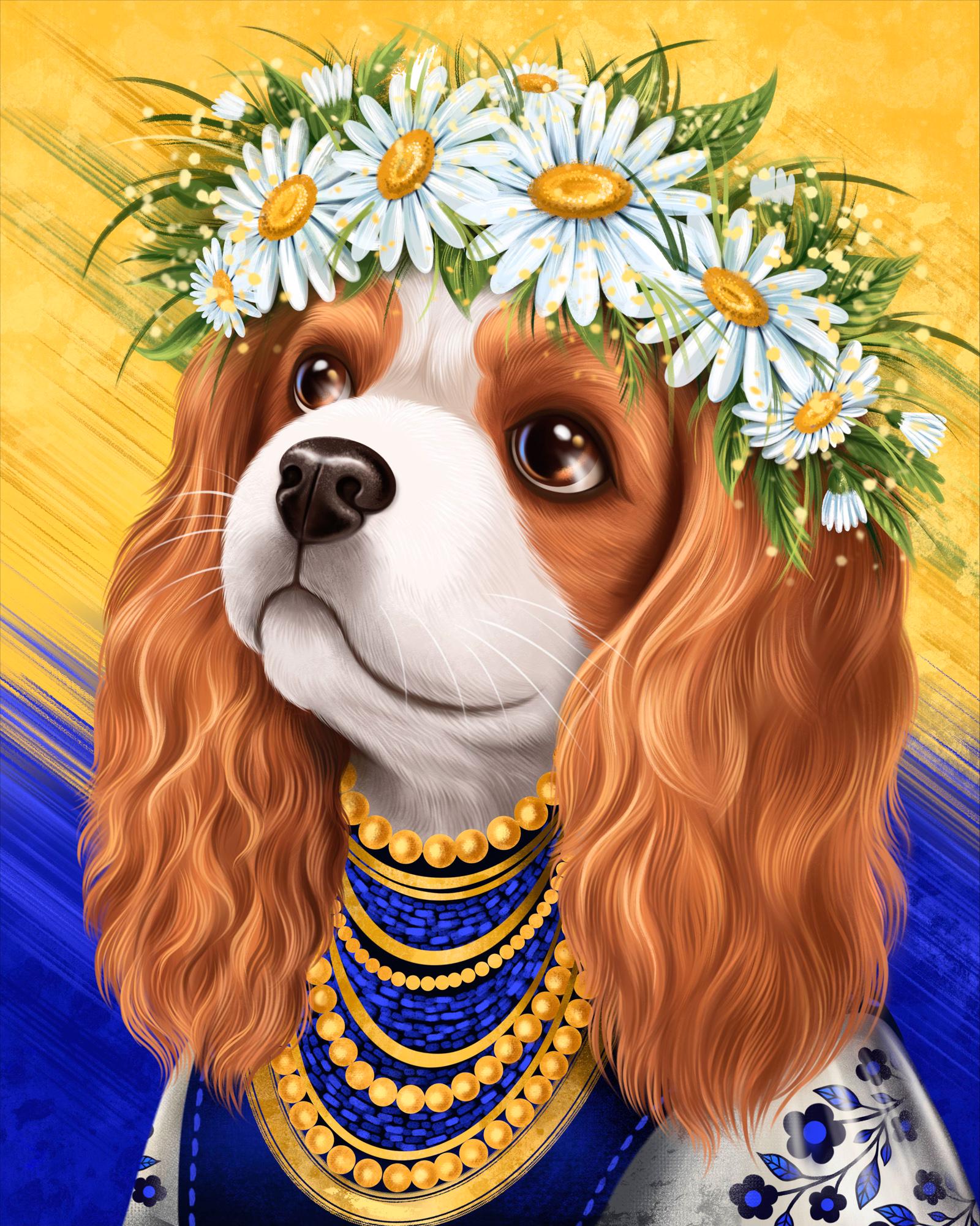 Алмазная мозаика на подрамнике Santi Спаниэль в виночку 40x50 см (Top-954371)