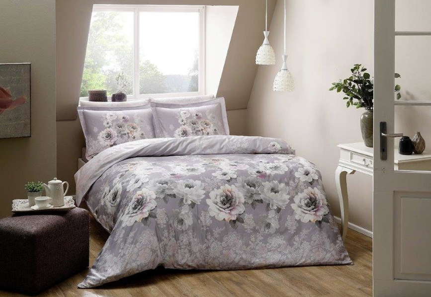 Постельное белье Tac Сатин digital Giana Евро Фиолетовый