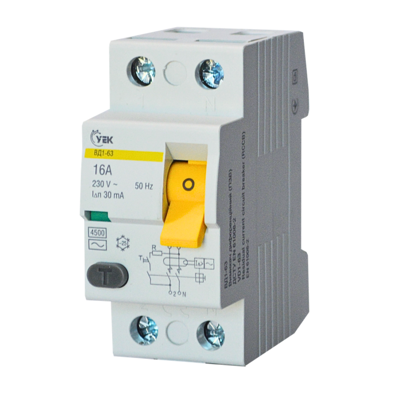 Устройство защитного отключения УЕК ВД1-63 2P 16A 30мА тип АС (MDV10-2-016-030-U)
