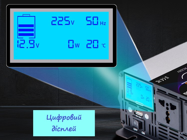 Інвертор HOULI чиста синусоїда 4000W 12-220V (101139) - фото 4