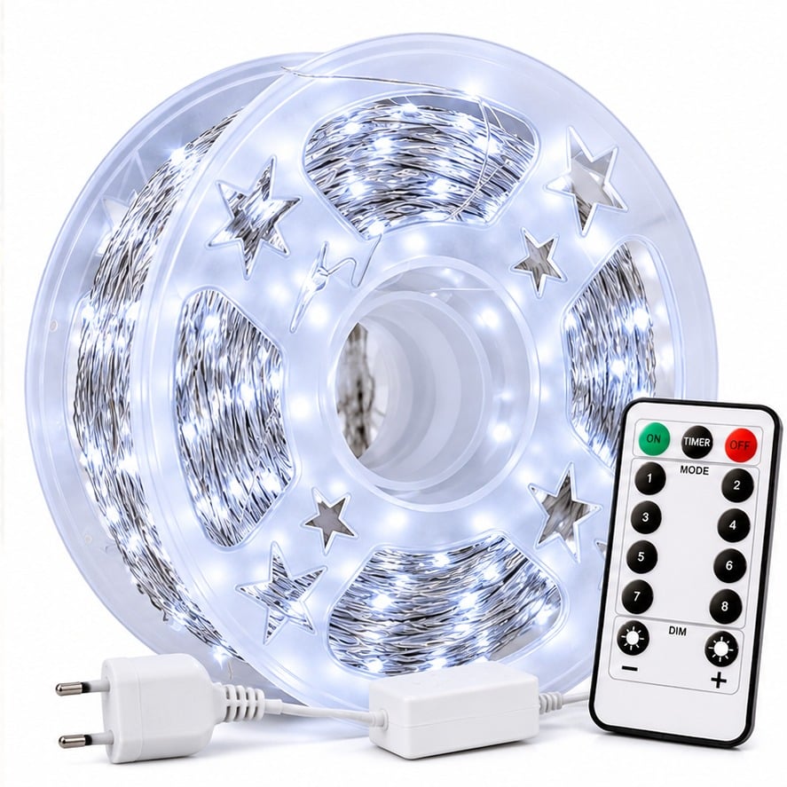 Гирлянда светодиодная LIGHT 400 LED Белый свет от сети 220В с пультом 100 м (27292711Y)