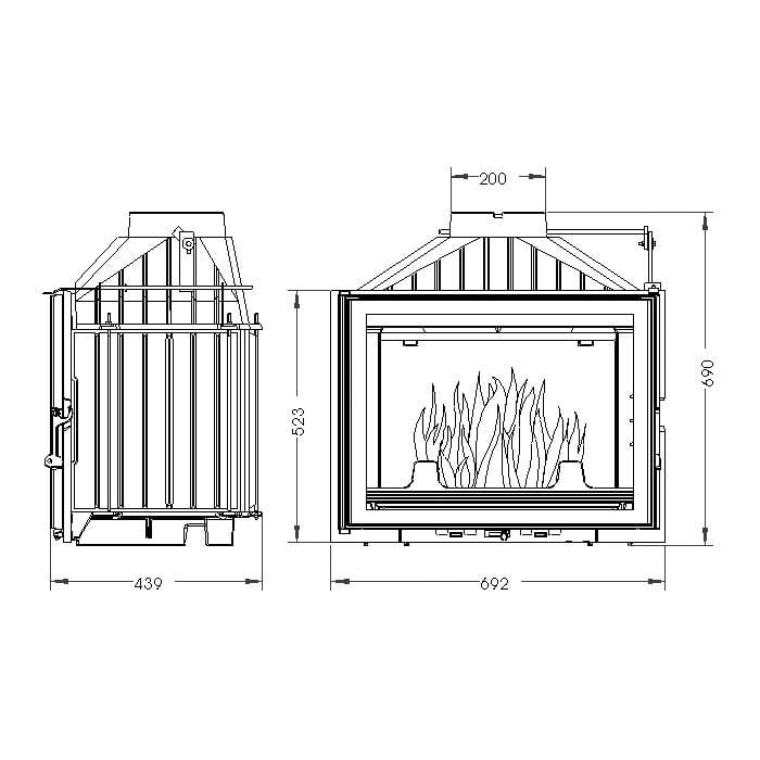 Каминная топка UNIFLAM 700 PLUS ECO с шибером 12 кВт (9273194) - фото 2