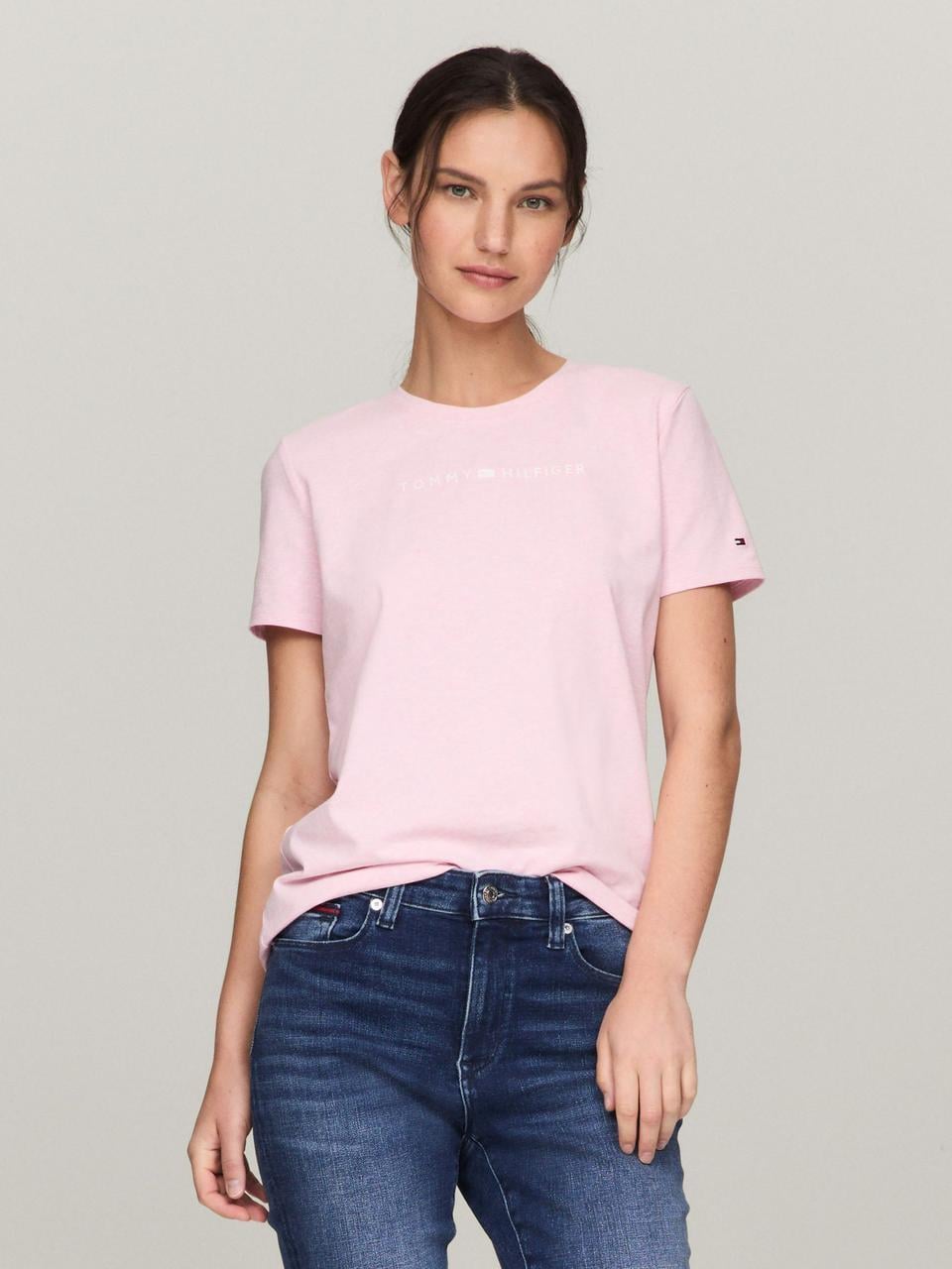 Футболка женская Tommy Hilfiger EmbroideRed Logo T-Shirt XL Розовый (2332843646)
