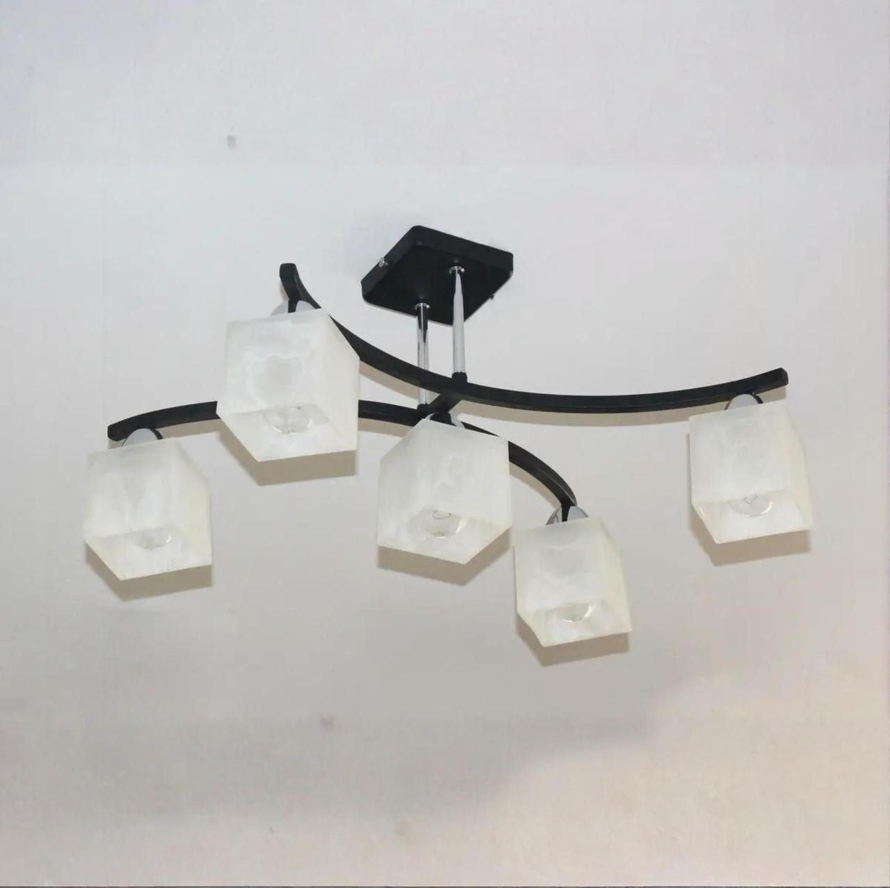 Люстра Sirius на пять стеклянных плафонов под лампу Е27 Черный/Белый (B A1507/5)