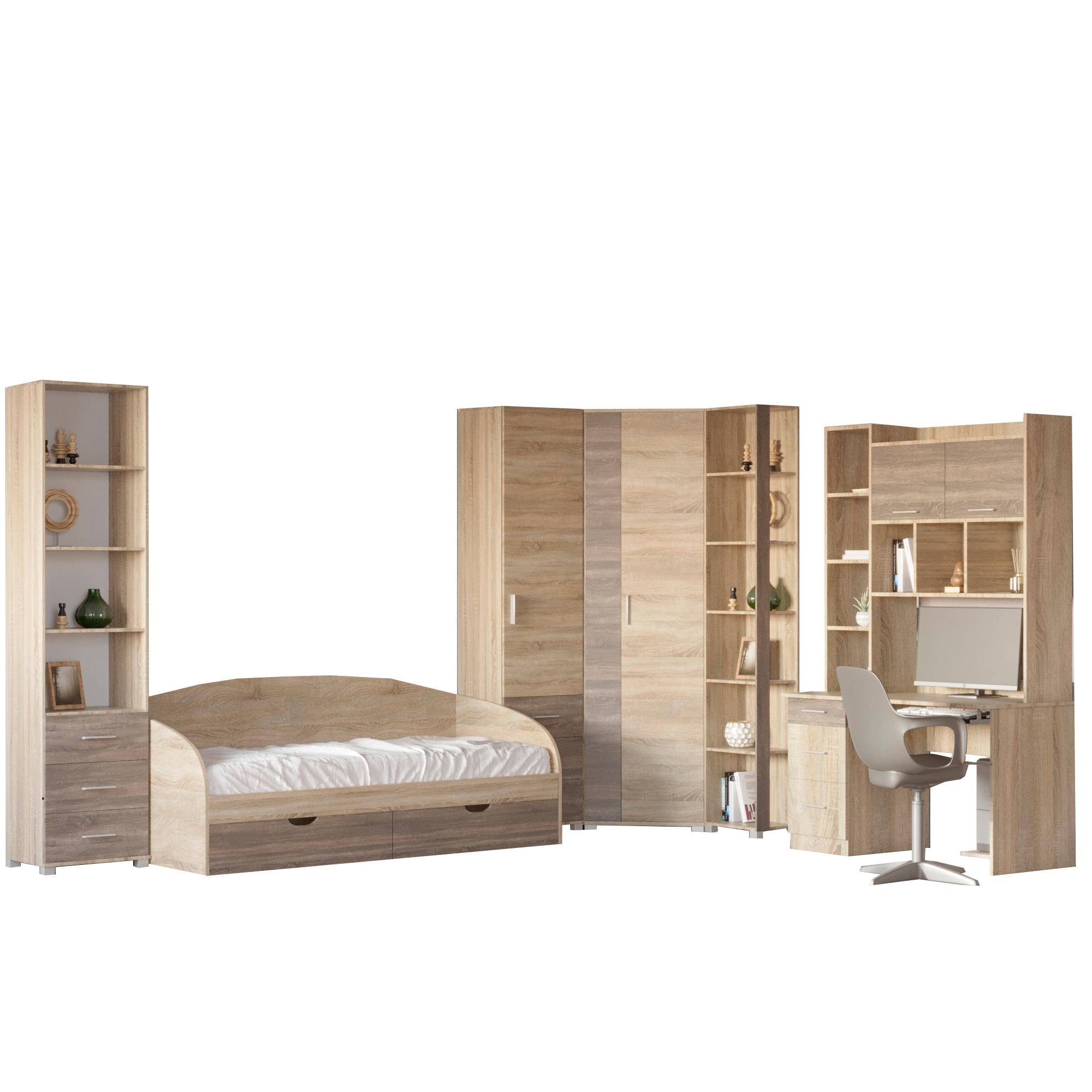 Гарнитур спальный в детскую Эверест Бриз 5 Дуб Сонома/Трюфель (DTM-2555)