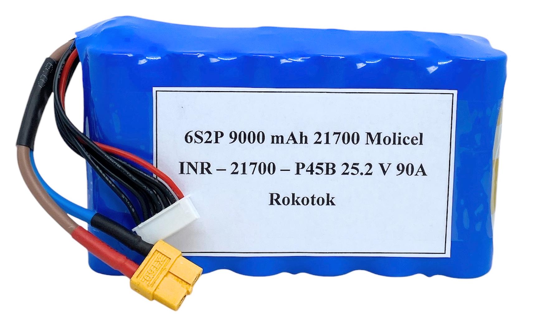 Батарея для fpv дрона 6S2P 9000 mAh Molicel INR-21700-P45B 90A 24.2V