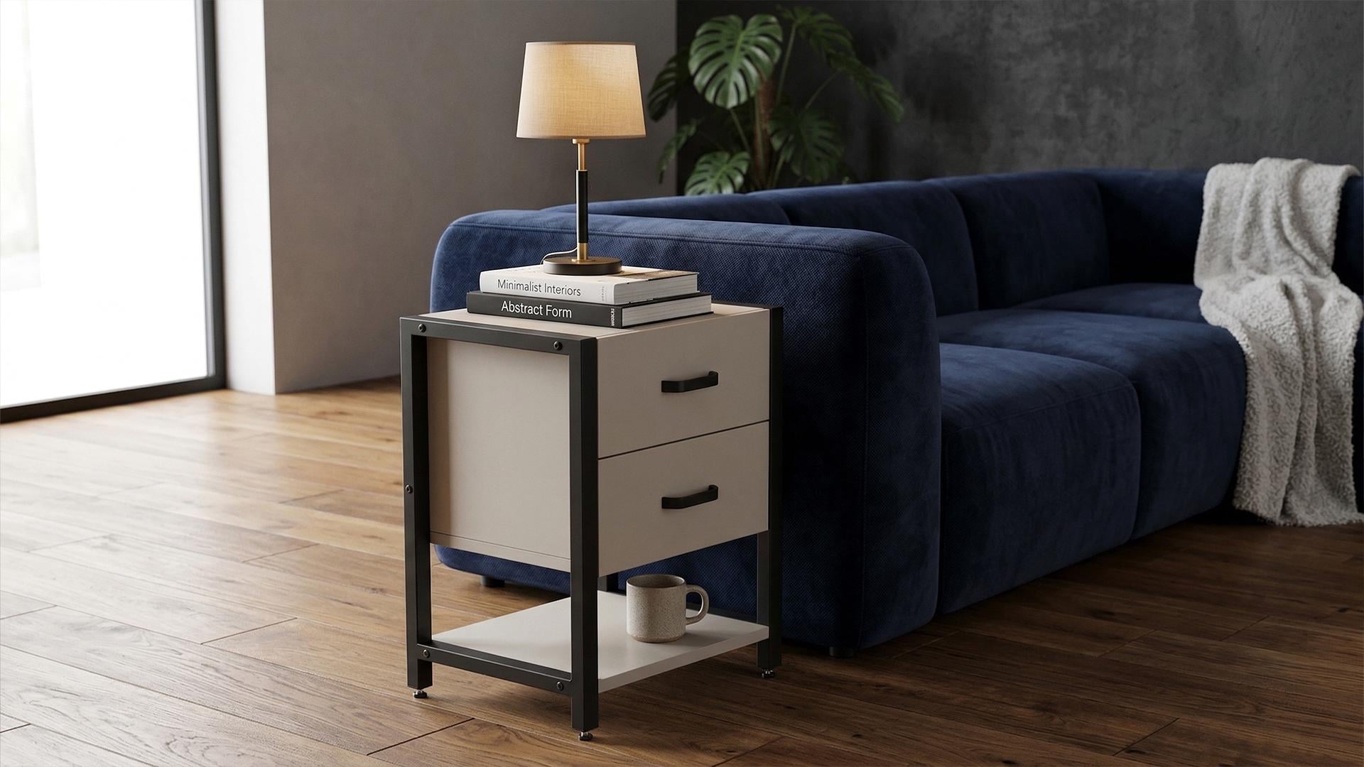 Тумба универсальная Ferrum-decor Вивьен ДСП 16 мм 2/1 50x41x40 Черный/Кашемир (FRD-107792)