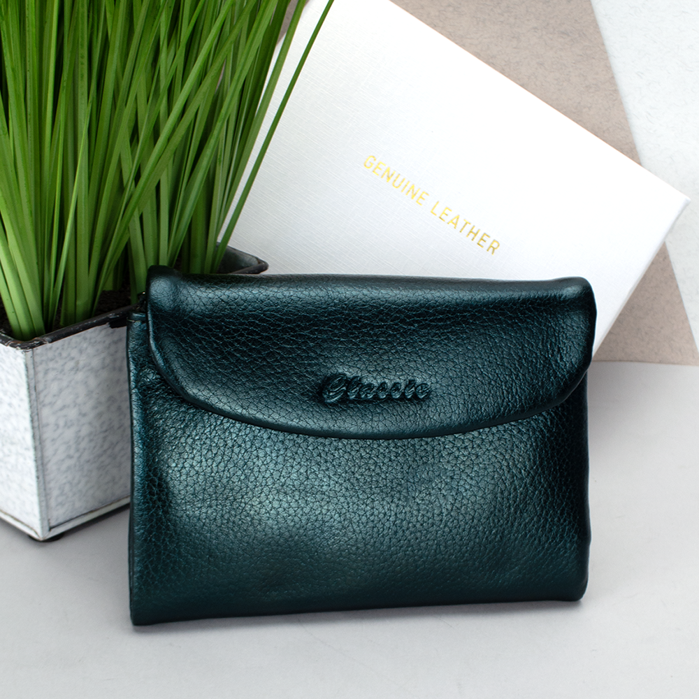 Кошелек женский кожаный Classic 2301-9929М-10 на магните Зеленый перламутровый (2248172657)