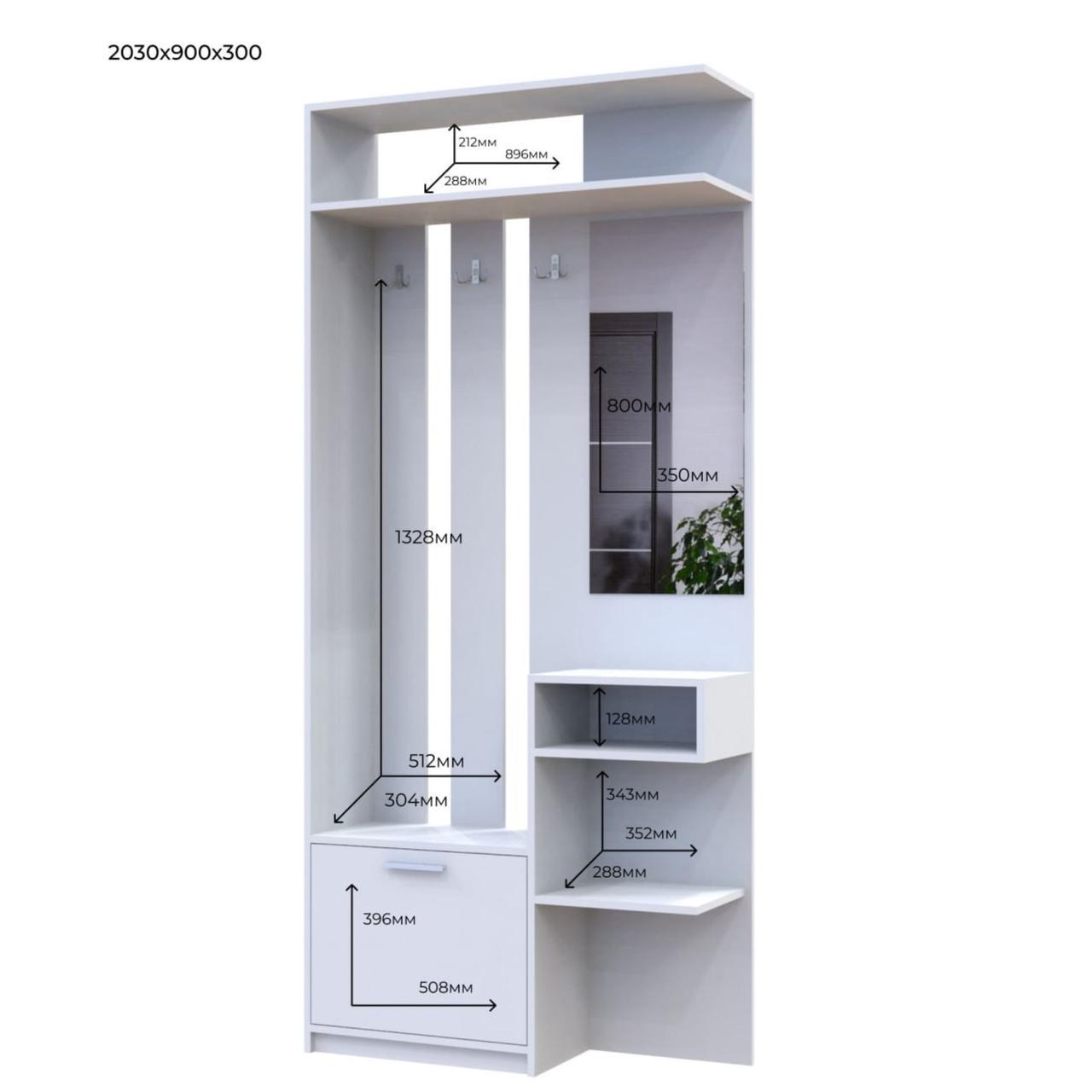 Прихожая Doros Ривьера 91,5х30х203 см Белый (DRS-011332) - фото 2 Прихожая Doros Ривьера 91,5х30х203 см Белый (DRS-011332) - фото 2