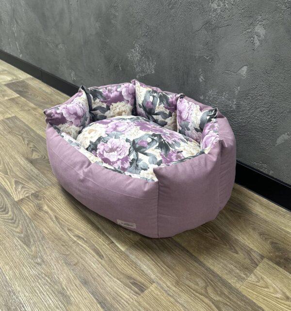 Лежак для котов и собак Comfort Home модель 2 Ashen flowers violet 70х50 см