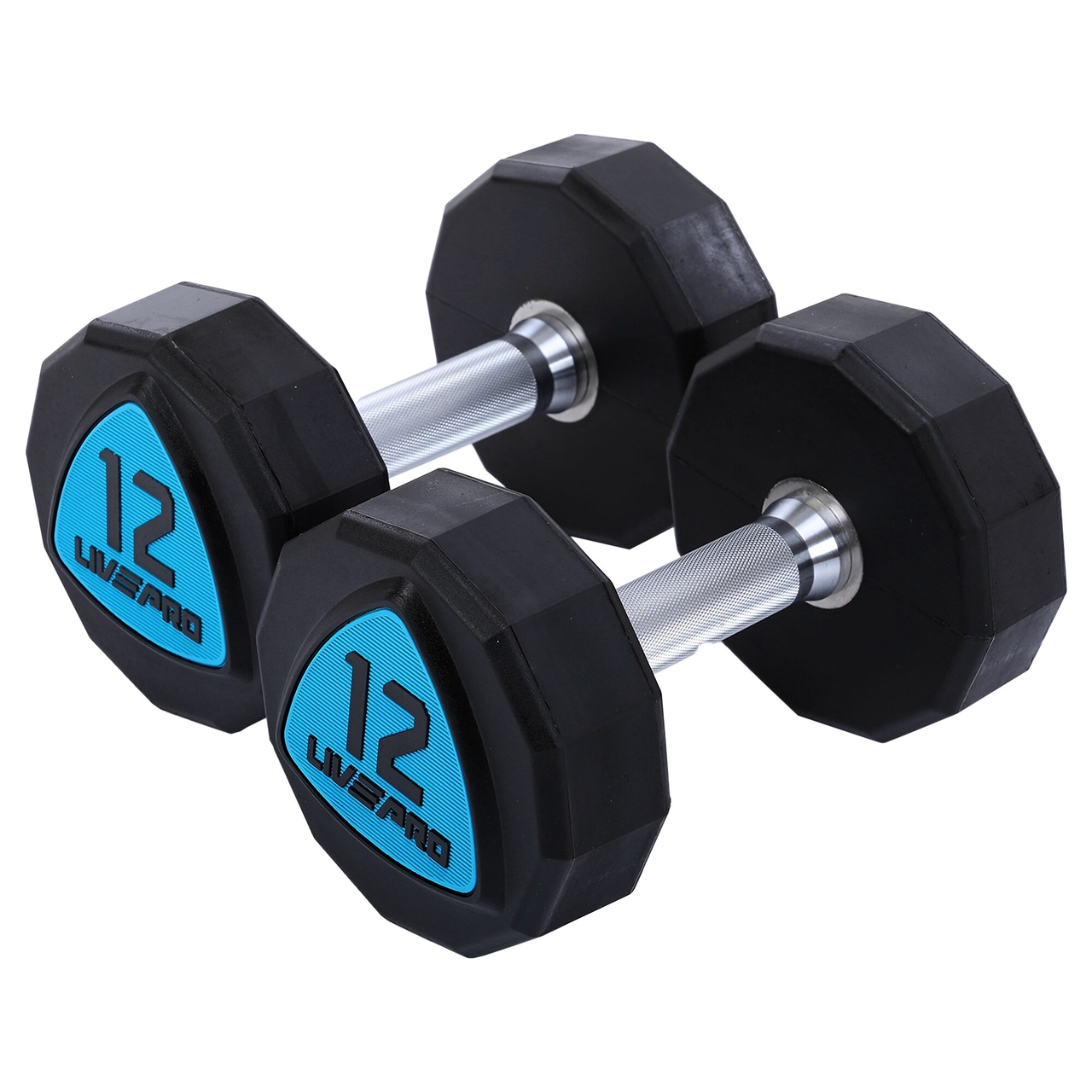 Гантели цельные профессиональные с полиуретановым покрытием LiveUp LP8003-12 2 шт. по 12 кг Черный/Синий