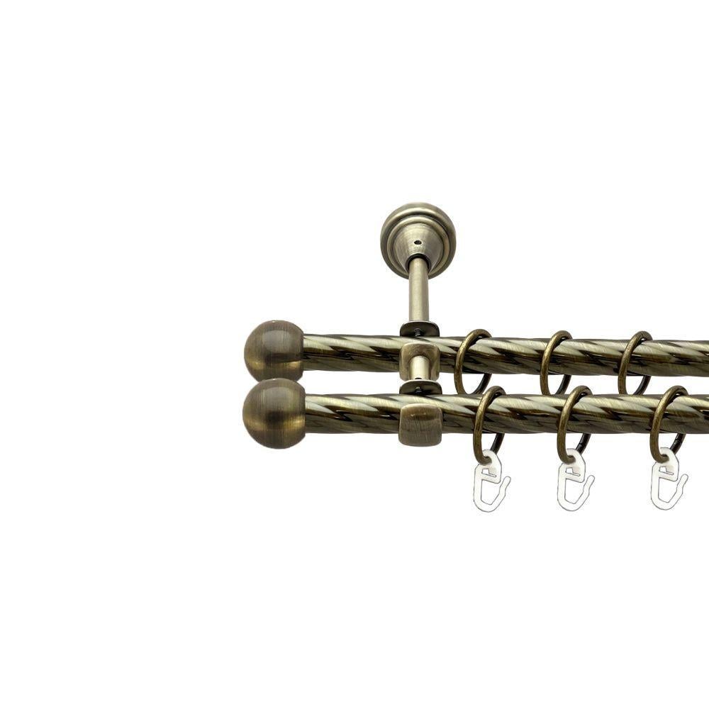 Карниз для штор Orvit Шар двухрядный скрученный 16\16 мм 300 см Антик (00-00022476)