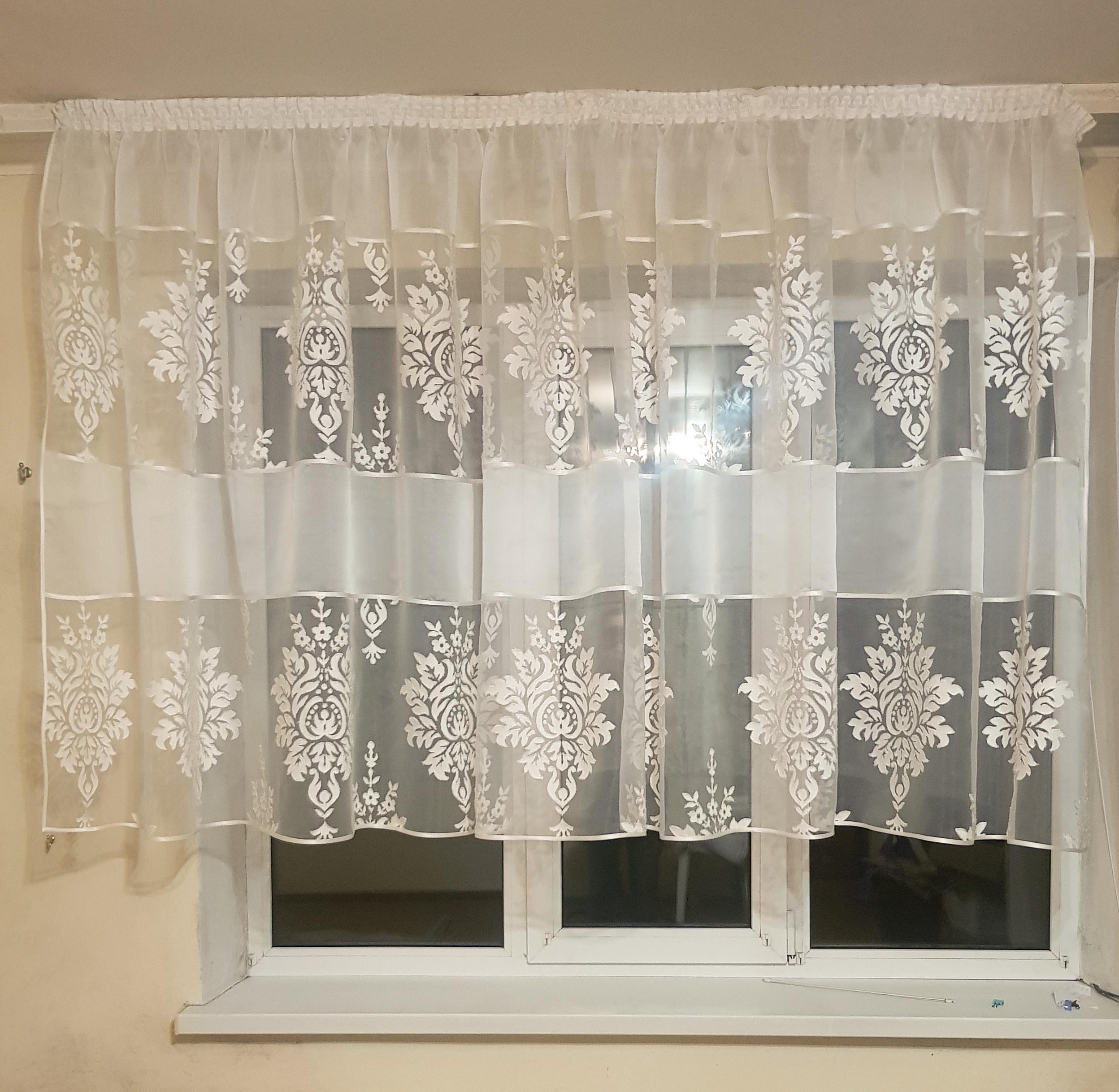 Тюль до підвіконня Firanka Damask карниз 250 см Молочний (23_2а)