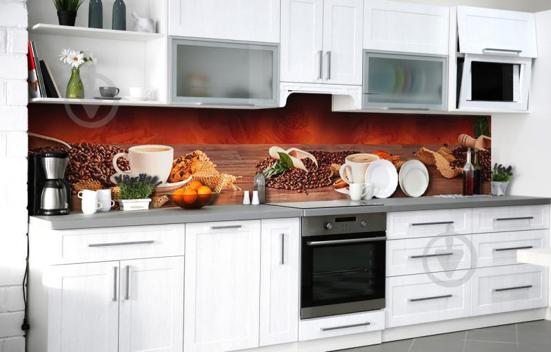 Скинали на кухню Zatarga «Вкус арабики» 600х2500 мм виниловая 3Д наклейка кухонный фартук самоклеящаяся
