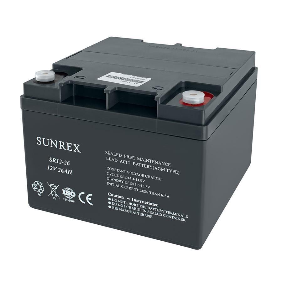 Акумуляторна батарея для ДБЖ Sunrex SR12-26 AGM 12V 26 Ah 8,3 кг 166х175х126 мм (160006)