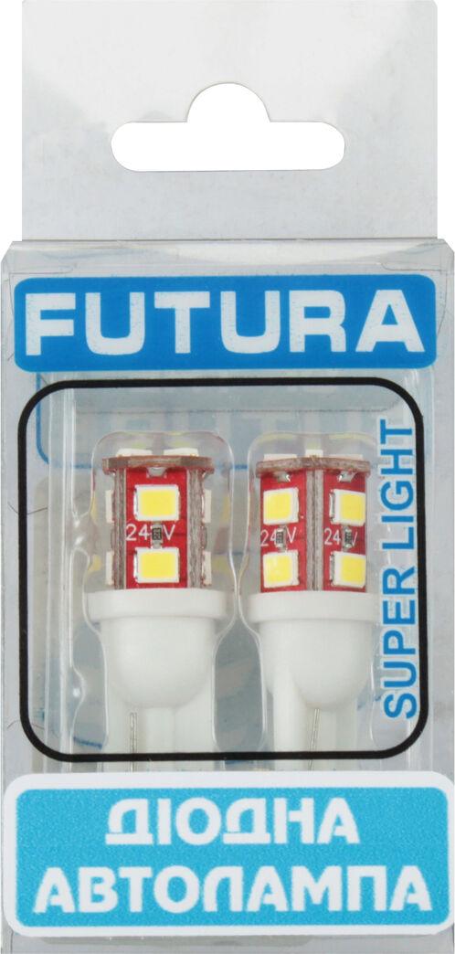 Лампочка FUTURA без цоколя LED T10 W5W SMD 12 диодов 24V W2.1x9.5d 2 шт. Белый (70521)