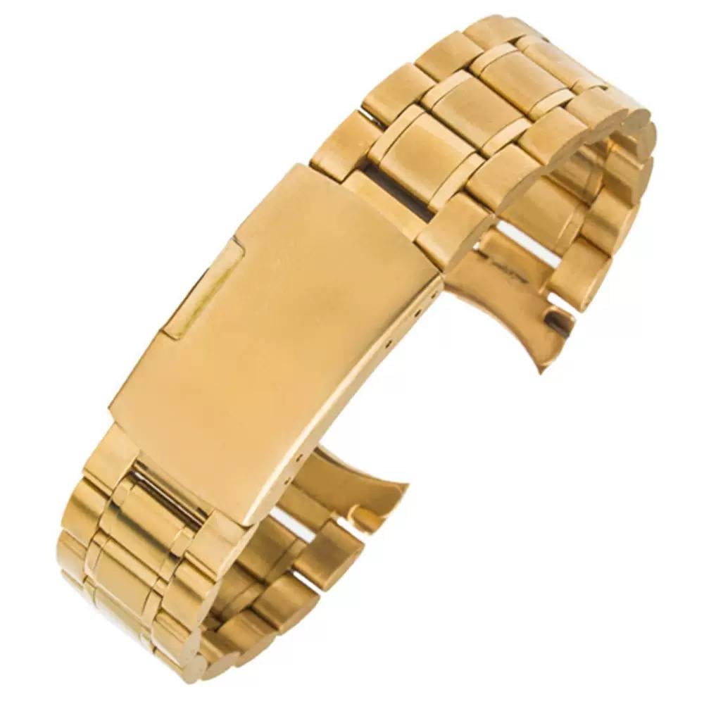 Браслет ремінець для годинника PREMIUM універсальний з боковою застібкою сталевий 18 мм Золотий