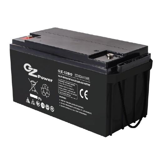 Аккумуляторная батарея OZ-ER Power OZ12V080 AGM 12 В 80 А/ч клеммы M6 для ИБП/инвенторов Черный (623966)