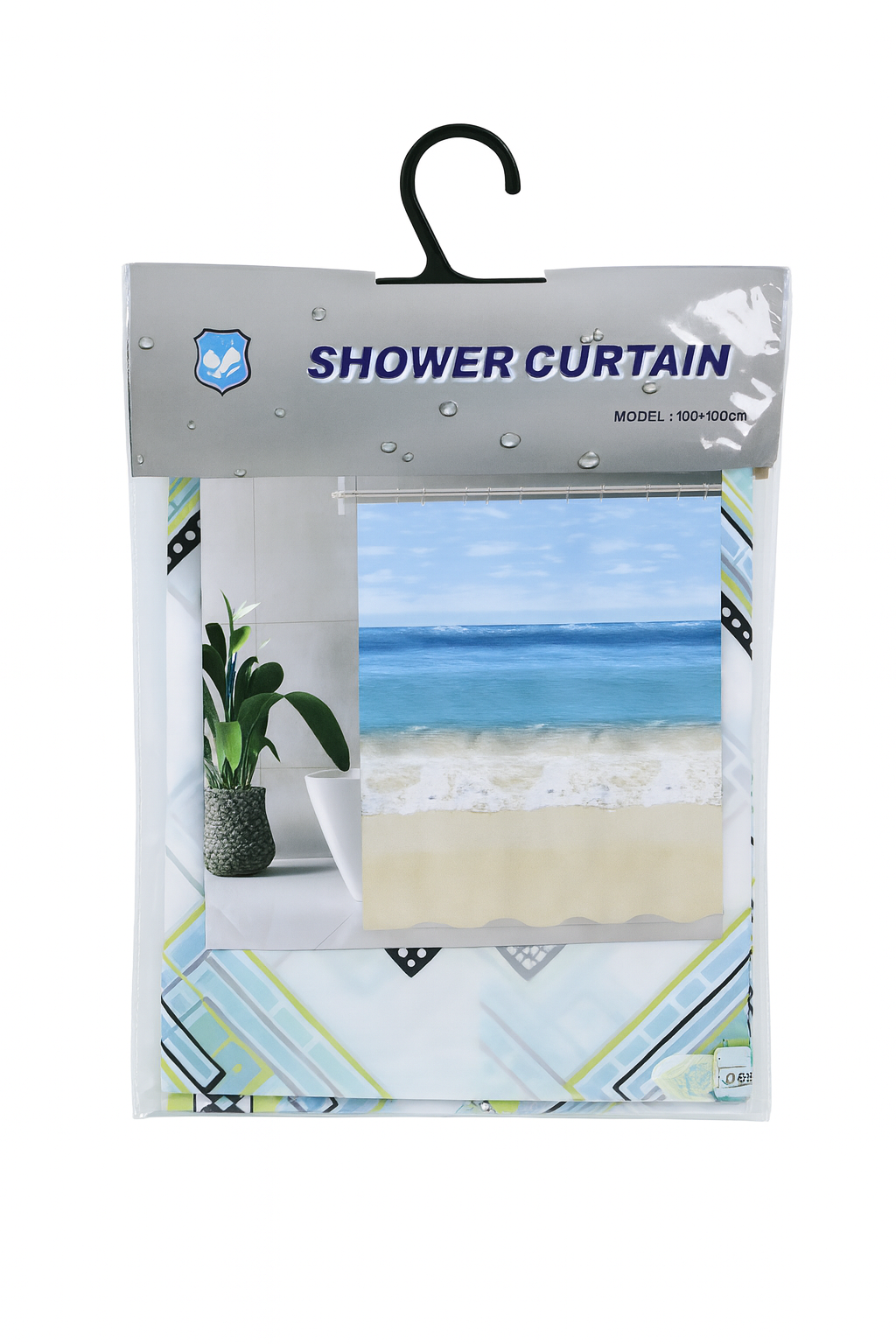 Шторка в ванную с кольцами YM R92253 180x180 см Разноцветный (27457396)