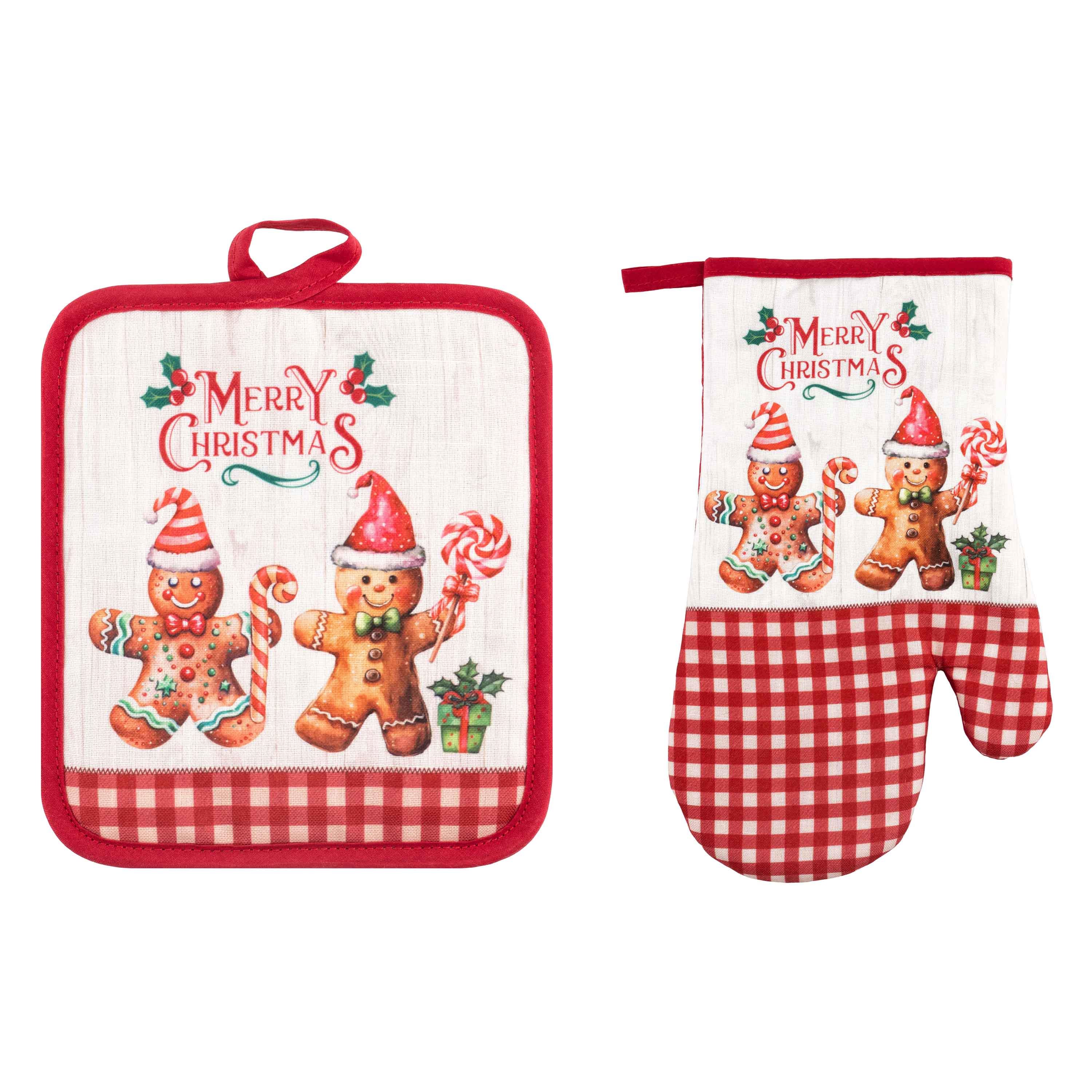 Набор прихваток для кухни Ardesto Christmas Gingerbread 18х20/18х30 см Красный (ART14HG)