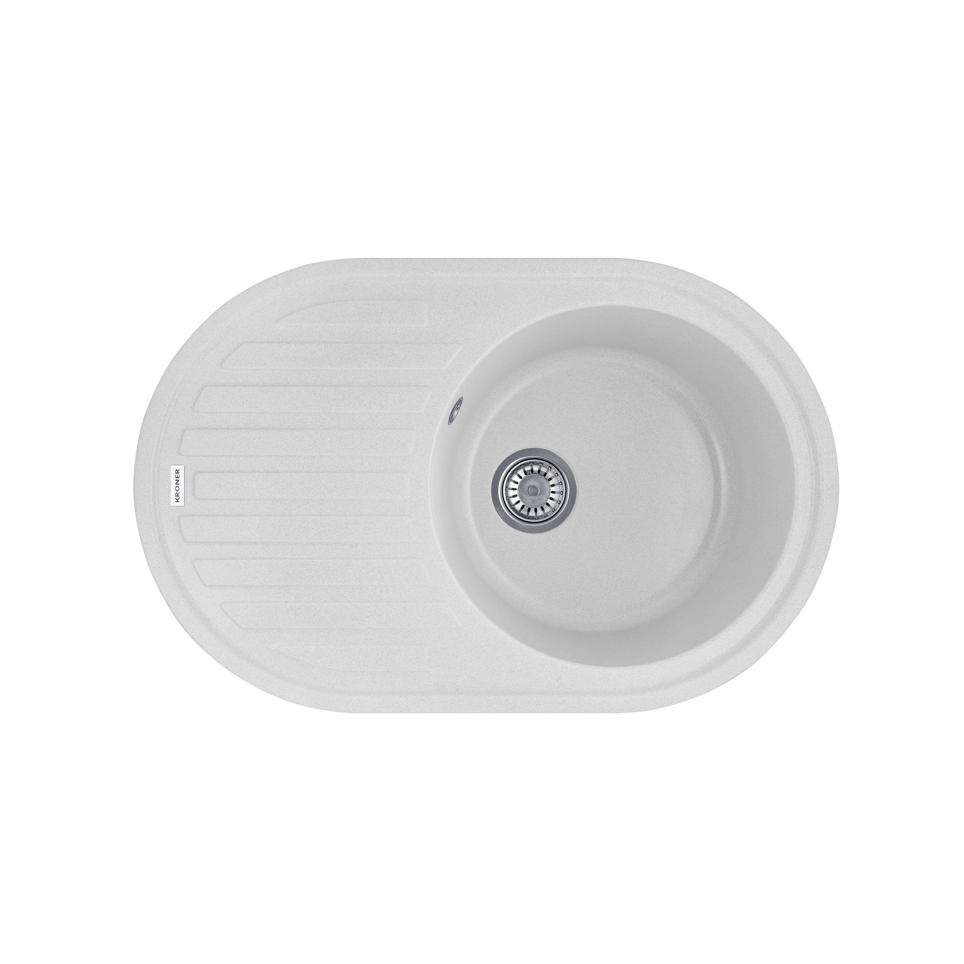 Мойка кухонная Kroner CV027419 гранитная овальная 770x500 мм Серый (139390)