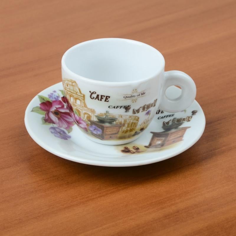 Набір кавових чашок з блюдцями Lora NP89 6х6 90 мл - фото 2 Набір кавових чашок з блюдцями Lora NP89 6х6 90 мл - фото 2