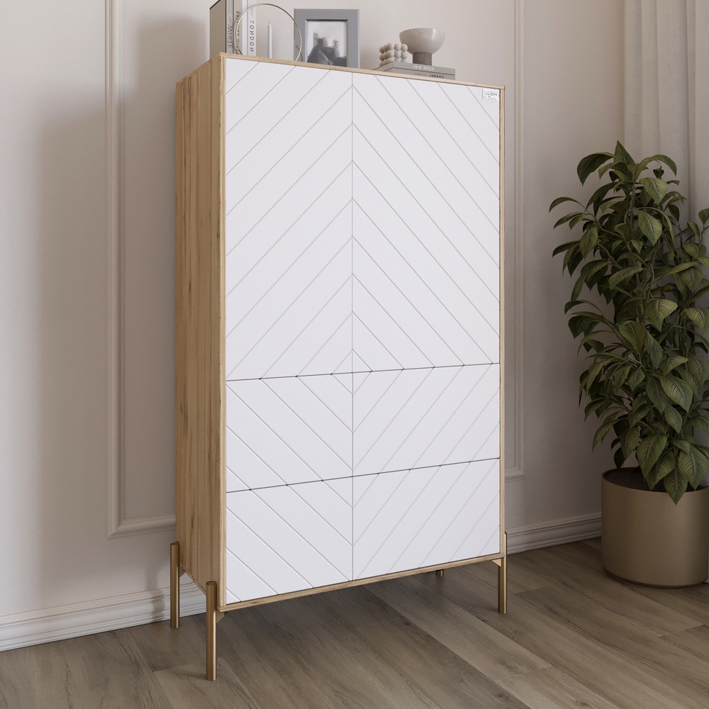 Комод-пенал Lion Амарант 84x40x150 см Дуб Аппалачи/Белый (LION-042188)