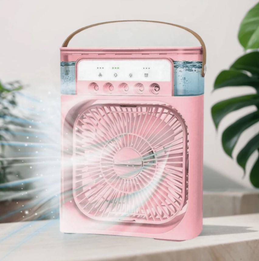 Вентилятор-зволожувач настільний RGB/USB/LED підсвітка Рожевий (MX-00009128pink) - фото 2