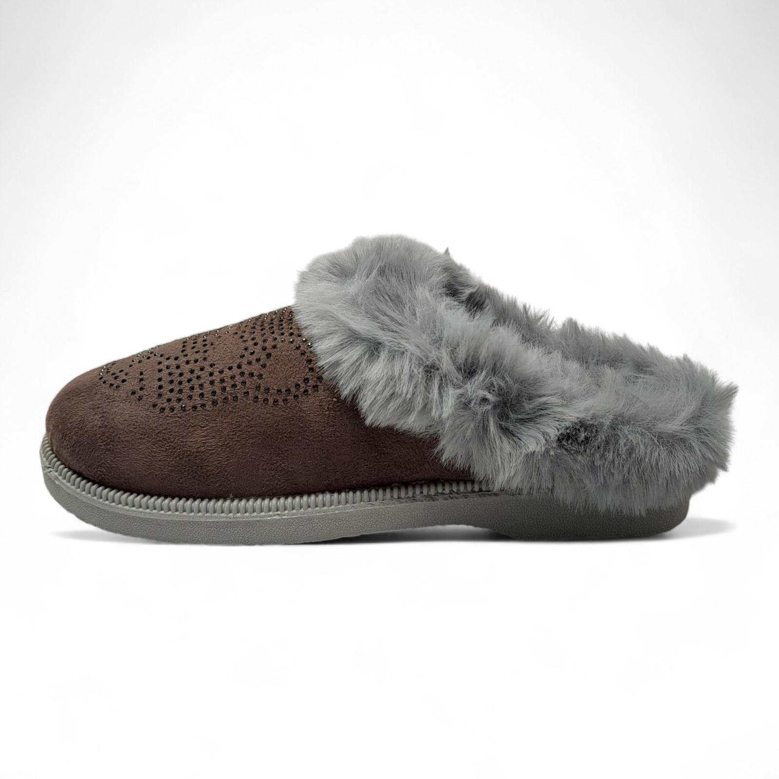 Домашние тапочки женские теплые Progress р. 41 26 см Коричневый (2786459717) - фото 3