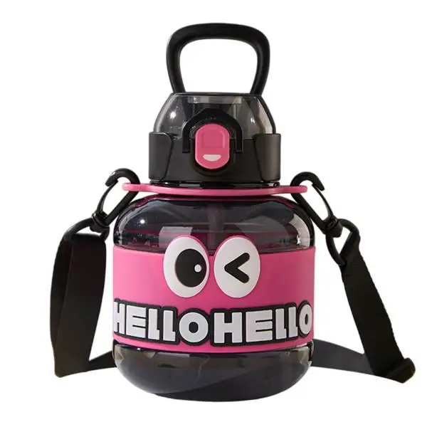 Бутылка для воды HELLO-HELLO с трубочкой 680 мл Черный (HP-14-46B)