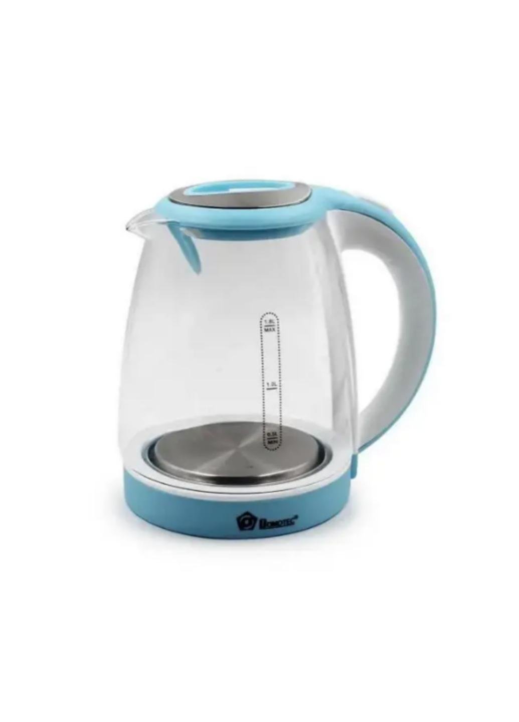 Электрочайник Domotec MS 8111 стеклянный 1,8 л Синий/Белый (8111) Электрочайник Domotec MS 8111 стеклянный 1,8 л Синий/Белый (8111)