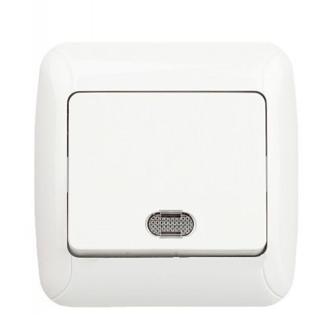 Вимикач 1-клавішний з підсвічуванням Gunsan Fantasy 1231100161102 Білий Вимикач 1-клавішний з підсвічуванням Gunsan Fantasy 1231100161102 Білий