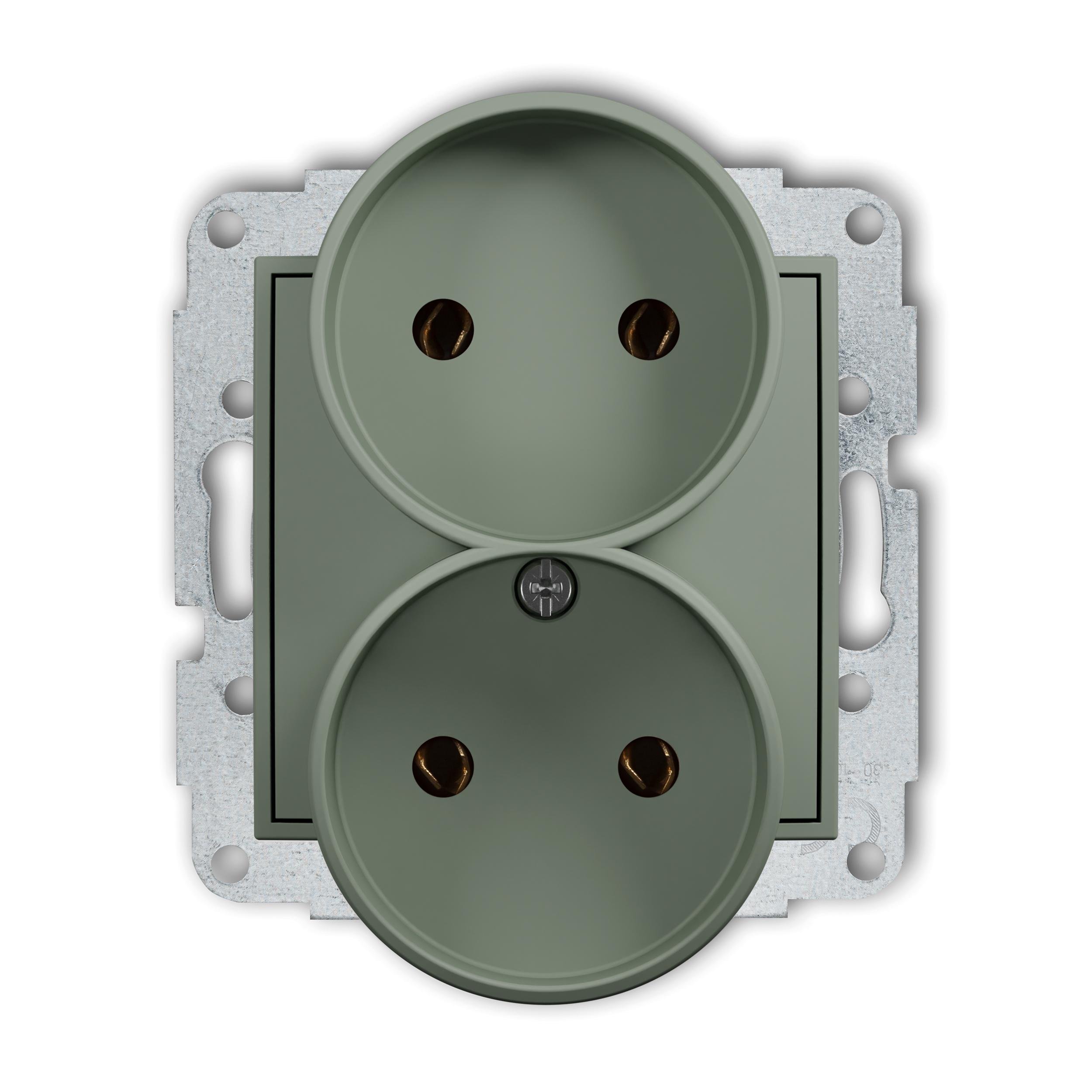 Розетка двойная Karlik Mini без заземления внутренний Шалфей (61MGPR-2)