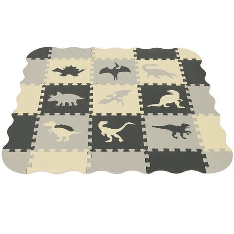 Коврик-пазл игровой Kruzzel 25785 с динозаврами 35 элементов мягкий с теплоизоляцией 106х106 см