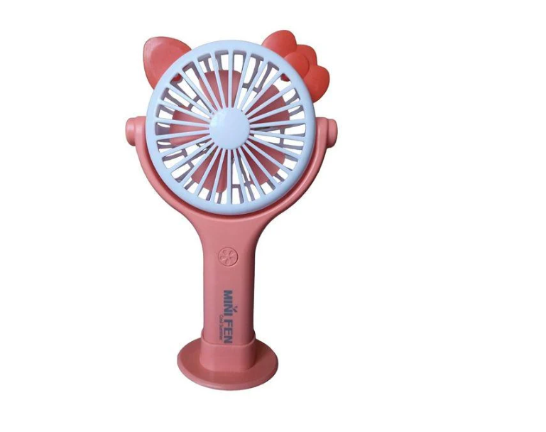 Вентилятор Mini Fan ручной аккумуляторный с ушками и подсветкой Оранжевый (CS092-2)