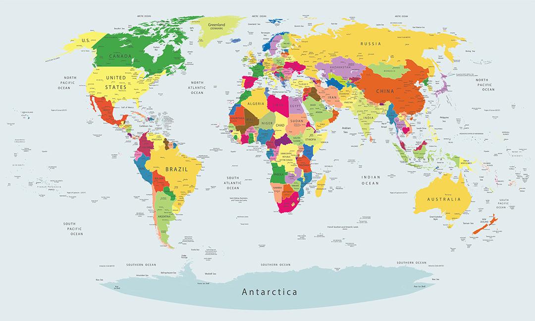 Широкоформатная политическая карта в ярких цветах 2х1,2 м (470091)