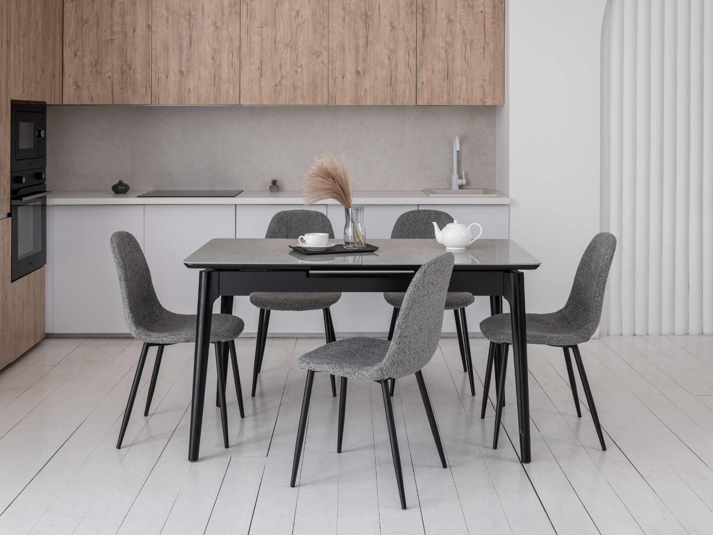 Стол обеденный раздвижной Vetro Mebel 1400- 1800x800x760 мм Калаката мрамор/Черный(TМ-89) - фото 8 Стол обеденный раздвижной Vetro Mebel 1400- 1800x800x760 мм Калаката мрамор/Черный(TМ-89) - фото 8