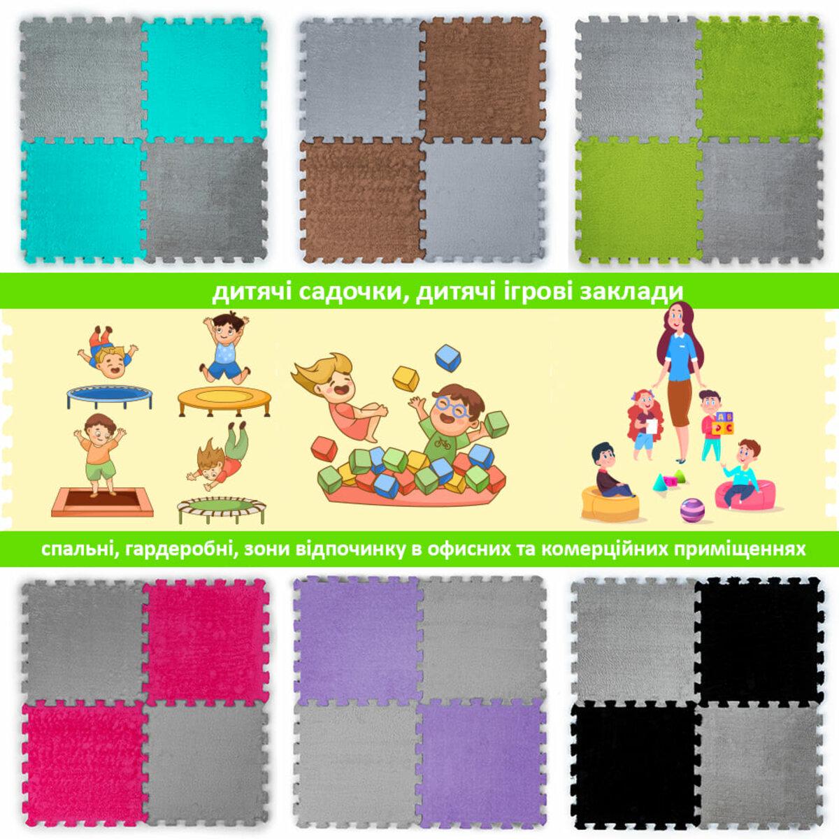 Ковровая плитка Пазл плюшевый 30х30х1 см Светло-серый (SW-00002080) - фото 7