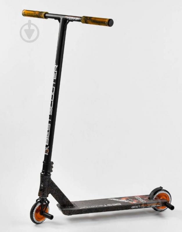 Самокат трюковый Best Scooter "CRASH" HIC-система, ПЕГИ, алюминиевый диск и дека Black/Orange (102306)